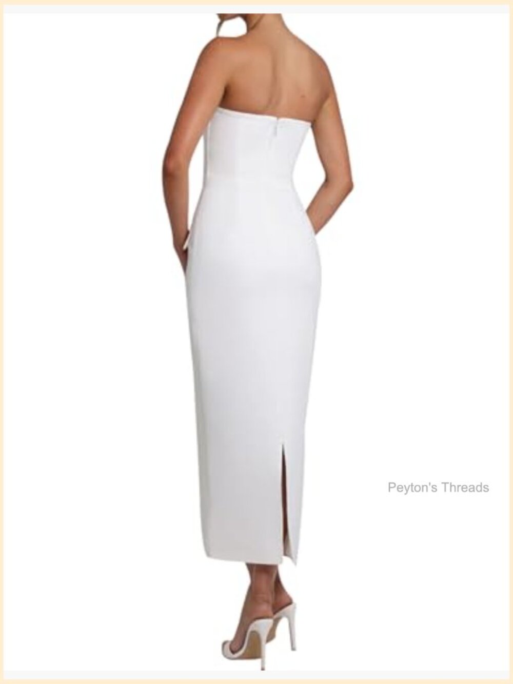 Strapless Sleeveless Tube Bodycon Midi Dress with Back Slit - Picture 4 of 6